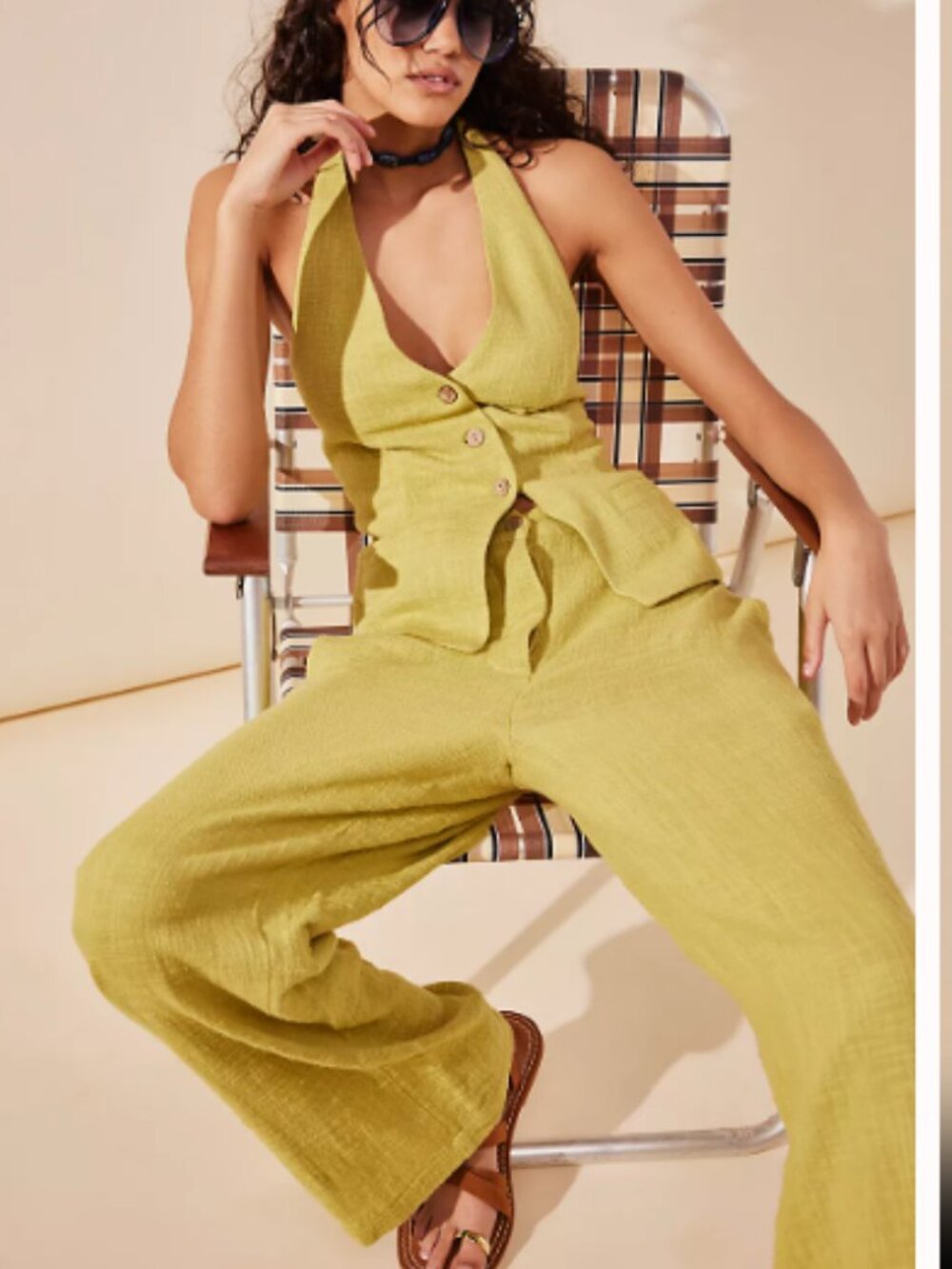 NWOT Free People Take Me To Paris Low-Back Set in Color Sprout